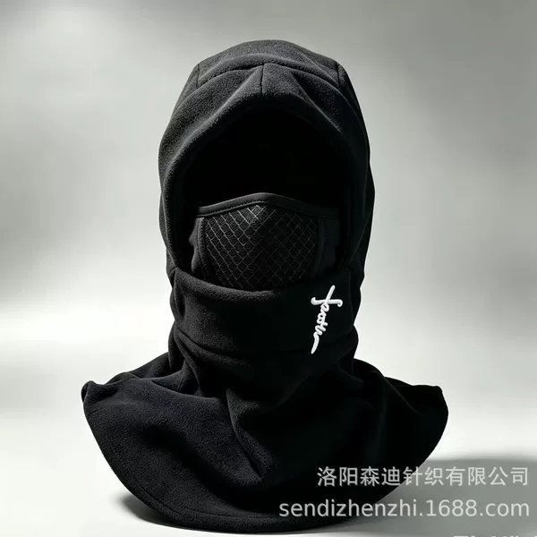 Fleece winter hat, cycling windproof ski mask, hat and neck warmer combo, outdoor sports warm beanie