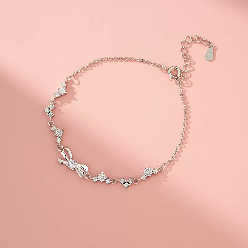 阿宝S999足银高级蝴蝶结手链女闺蜜轻奢小众精致2024新款手饰代发
