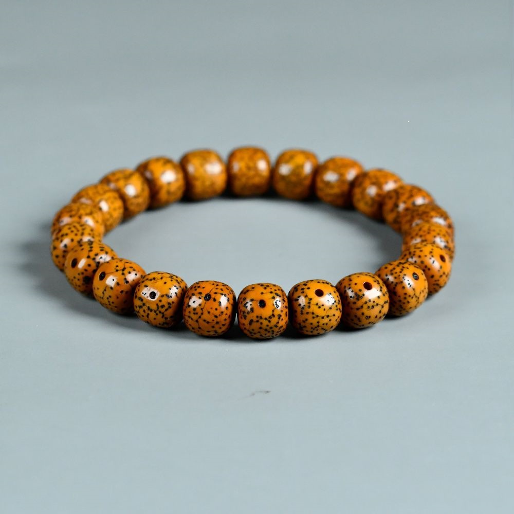 玉化包浆星月菩提手串风化开片文玩高密度精品大留白老型桶珠单圈