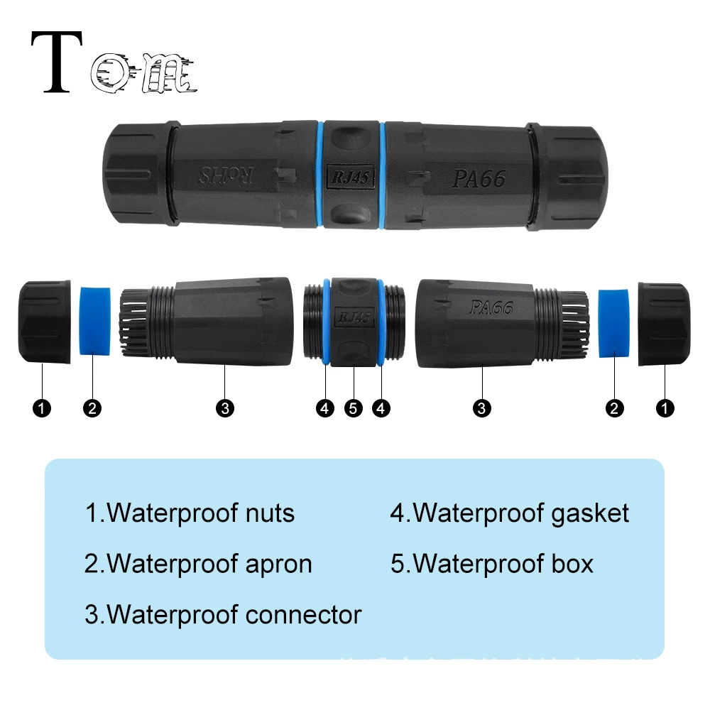 Сетевой водонепроницаемый разъем IP68, экранированный водонепроницаемый разъем, водонепроницаемая муфта RJ45 IP68.