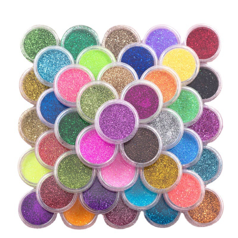 Nail jewelry 40 color glitter laser glitter powder slim DIY tattoo material 24 color round bottle nail powder