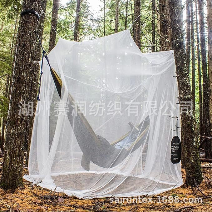 Oversized mosquito net with red storage bag 220*200*200cm double opening large mesh curtain camping bed