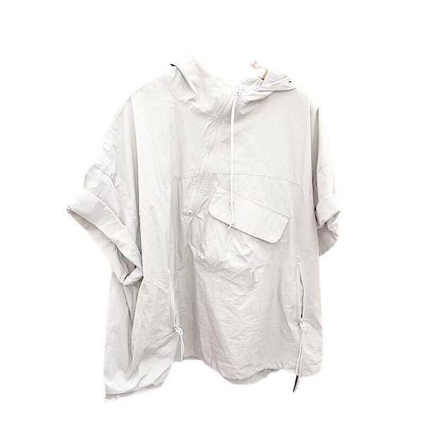 Solid color trend design short sleeve T-shirt with zipper with hood