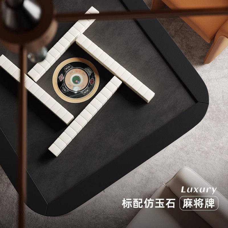 Mesa de mahjong de madera maciza, lujo ligero italiano, hogar de alta gama, montaña rusa multifuncional automática, máquina de mahjong eléctrica, mesa de ajedrez