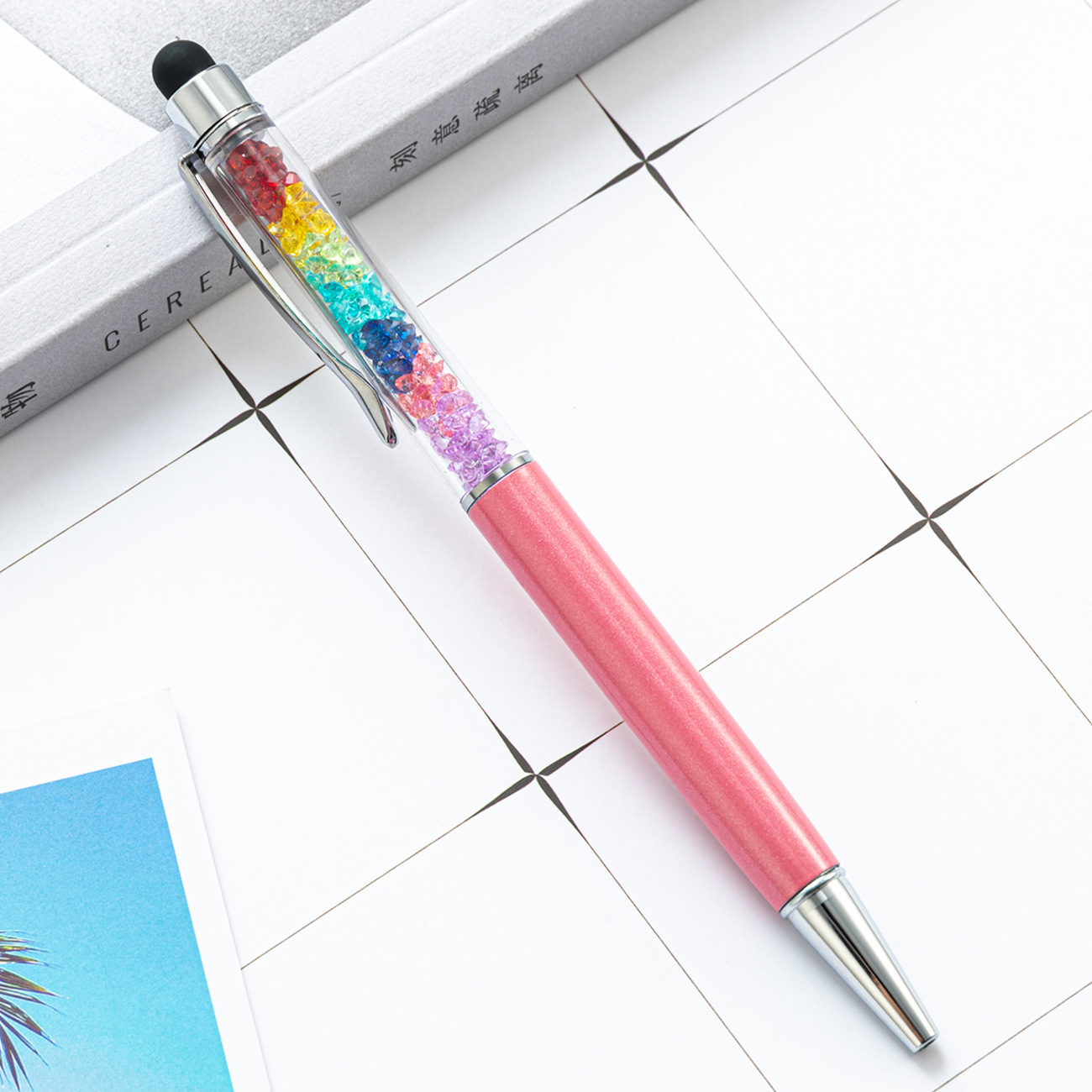 Corea del Sur creativo nuevo arco iris negro lápiz táctil lápiz táctil con pantalla de capacitancia para teléfonos móviles escritos a mano en stock