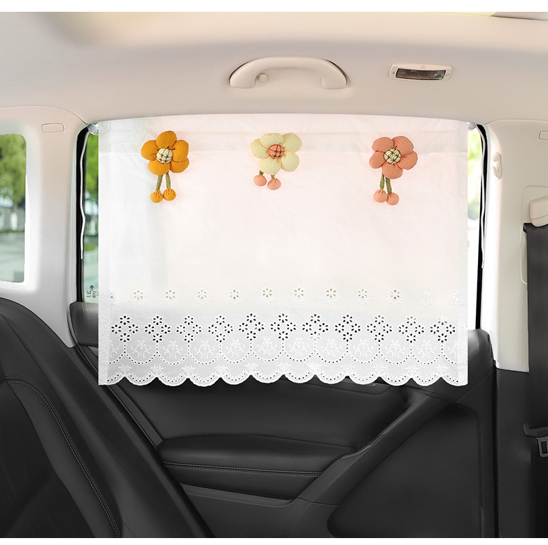 Car Sunshade Curtain Suction Type Fresh Cute Sun Protection Heat Insulation Curtain Children's Rear Window Blind Car Curtain