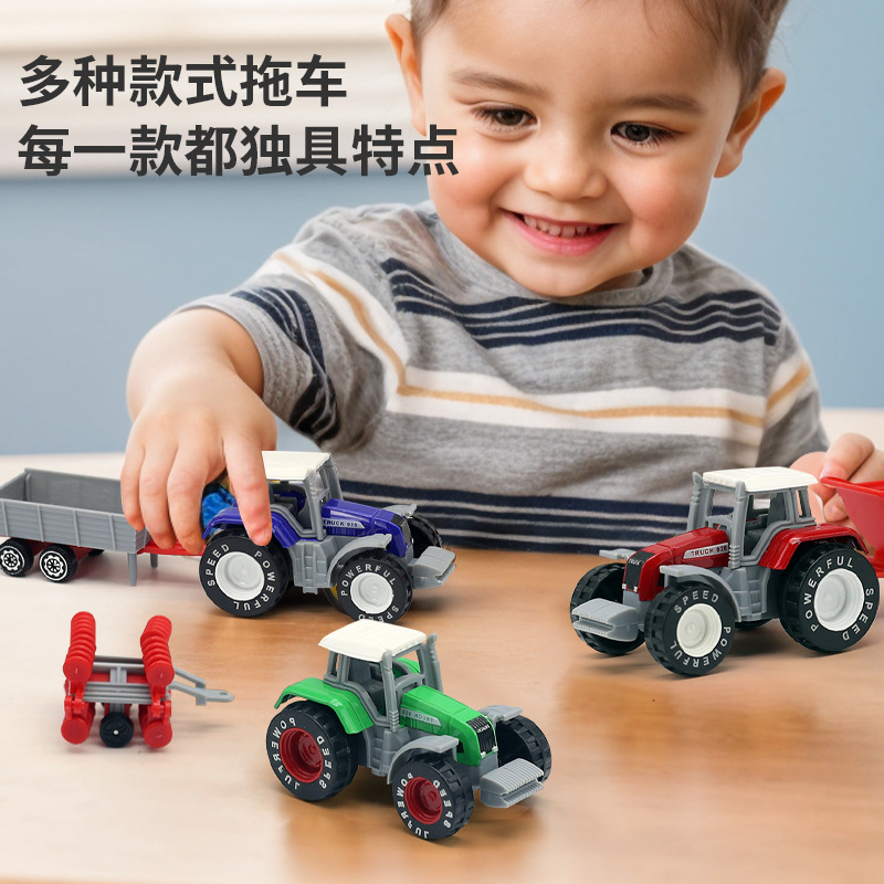 儿童回力合金工程农夫车回力合金模型工程车玩具车宝宝