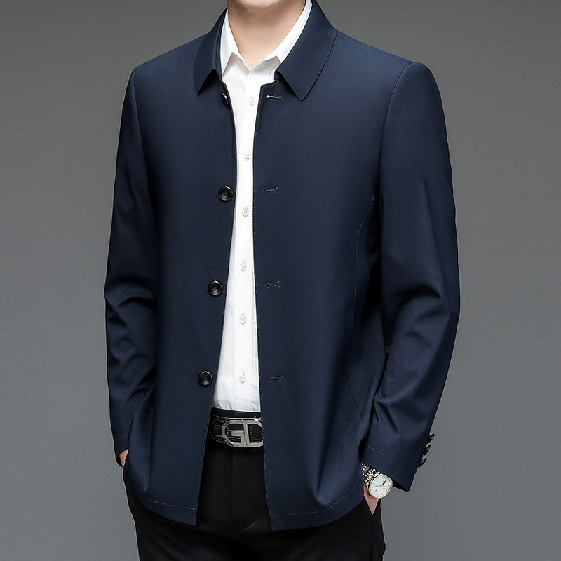 Chaqueta con solapa transfronteriza para hombres primavera y otoño delgada alta sensación de negocios con solapa casual abrigo de viento para hombres suelto abrigo de otoño de tamaño grande