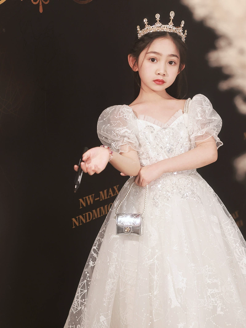 Детское платье для девочки на весну, свадебное, для дня рождения, платье принцессы, легкое роскошное, нишевое, высококачественное детское свадебное платье