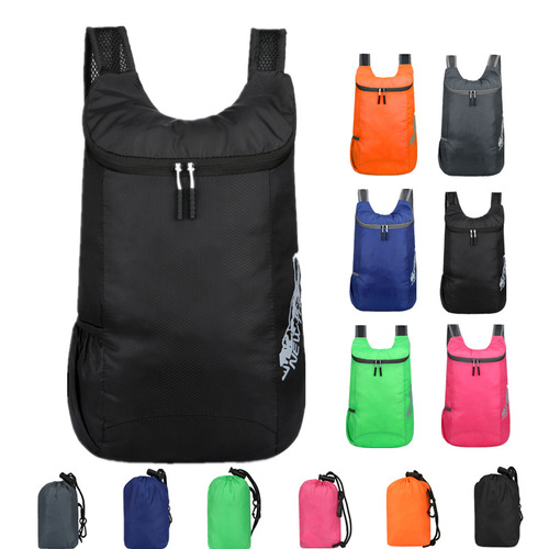Outdoor folding bag, new storage skin backpack, travel bag, waterproof, men's and women's logo printed ultra-light sports bag