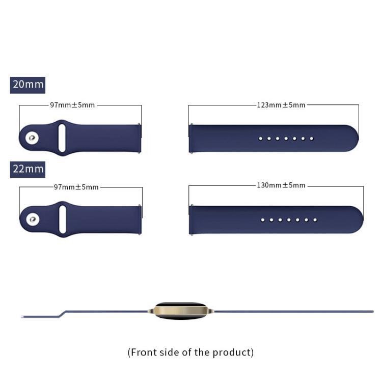 20 / 22mm correa de silicona universal de color sólido suave a prueba de agua y sudor multicolor opcional