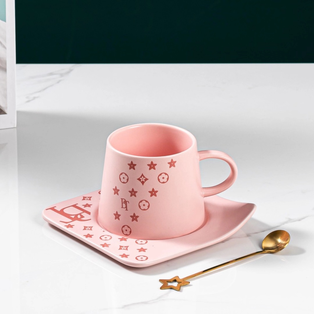Personalidad creativa Estilo nórdico estrella taza y platillo traje combinación taza de café regalo tarde té taza cerámica taza de agua