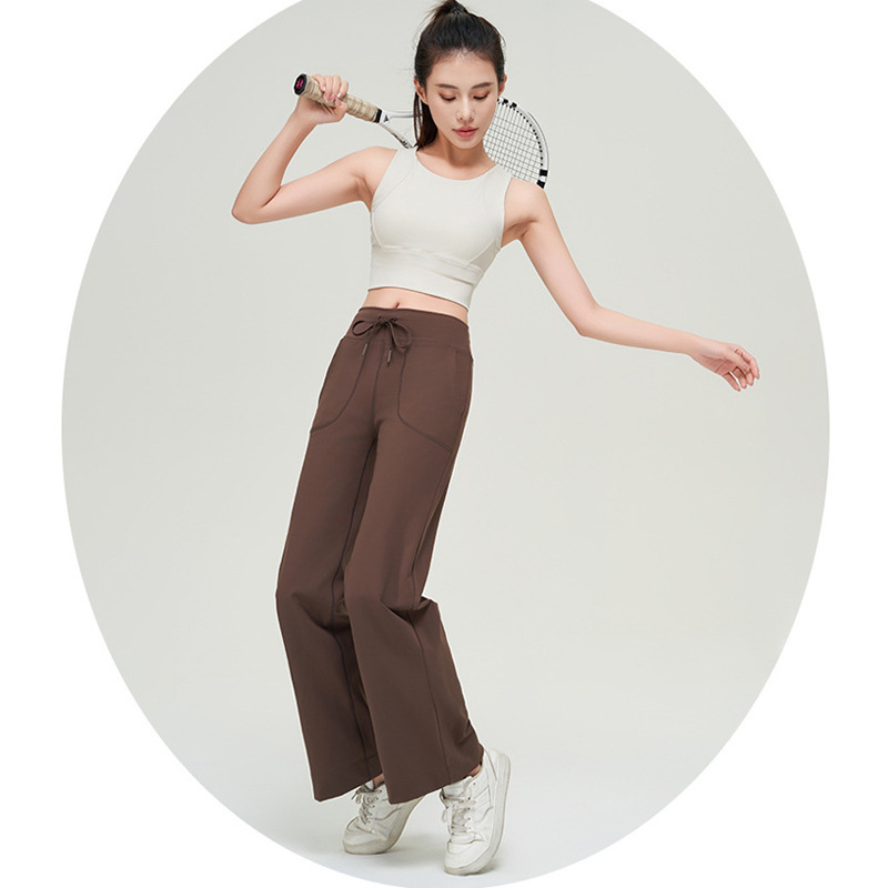 Lulu Same Yoga Pants Throwback Still Wide Leg Casual Sports Pants Women's Solid Color Micro-fleece-lined