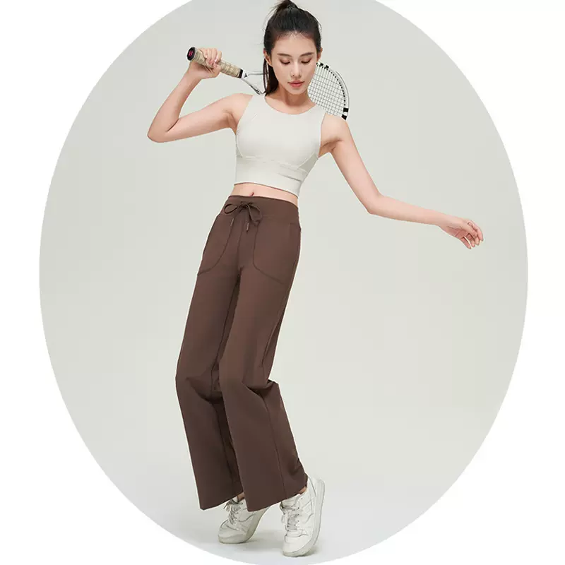 lulu同款瑜伽裤Throwback still 阔腿休闲运动长裤女纯色微喇加绒