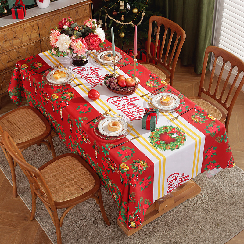 新年の新しいクリスマステーブルクロスホリデーウェディングパーティーテーブルクロスクリスマス工芸品装飾ソース工場|undefined