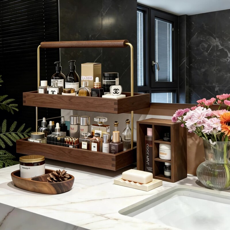 Cosmetics Storage Box, Dressing Table, Lipstick, Jewelry, Desktop, High-End Perfume Display Rack, Solid Wood Skin Care Product Storage Rack Cosmetics Storage Box, Dressing Table, Lipstick, Jewelry, Desktop, High-End Perfume Display Rack, Solid Wood Skin Care Product Storage Rack