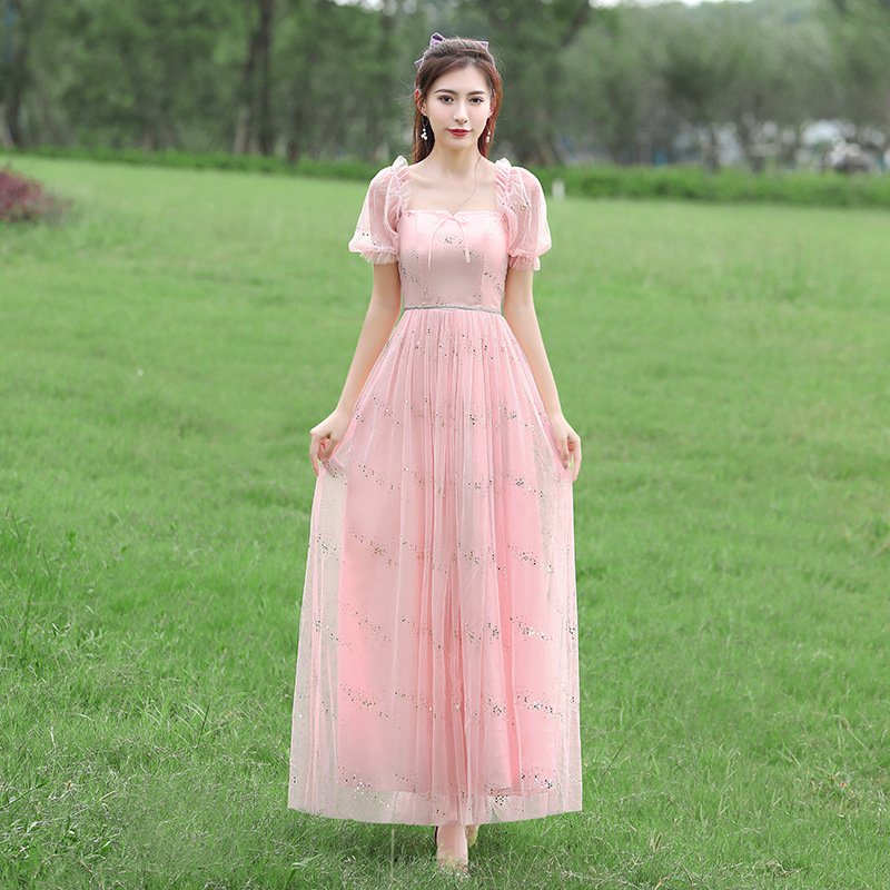 Розовый, квадратный вырез, короткий рукав