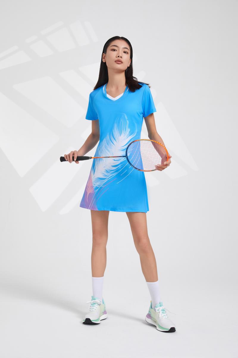 Vestido de bádminton de velocidad de mujer seco abrigo transpirable de fondo anti-luz de tenis vestido de bádminton personalizado