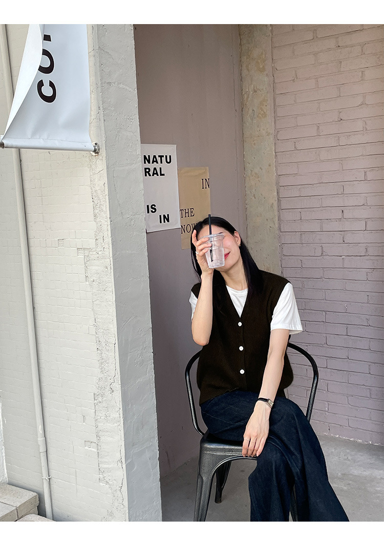 木兰时髦复古小马甲开衫女2023春季新款韩版简约针织上衣女 21507详情23