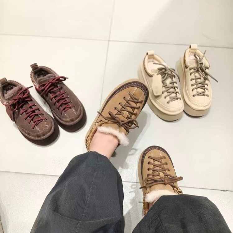 Same style as Song Yuqi~ Ethnic-style decorative snow boots, thick-soled, half-covered heel, and warm, furry slippers with integrated fur lining Same style as Song Yuqi~ Ethnic-style decorative snow boots, thick-soled, half-covered heel, and warm, furry slippers with integrated fur lining