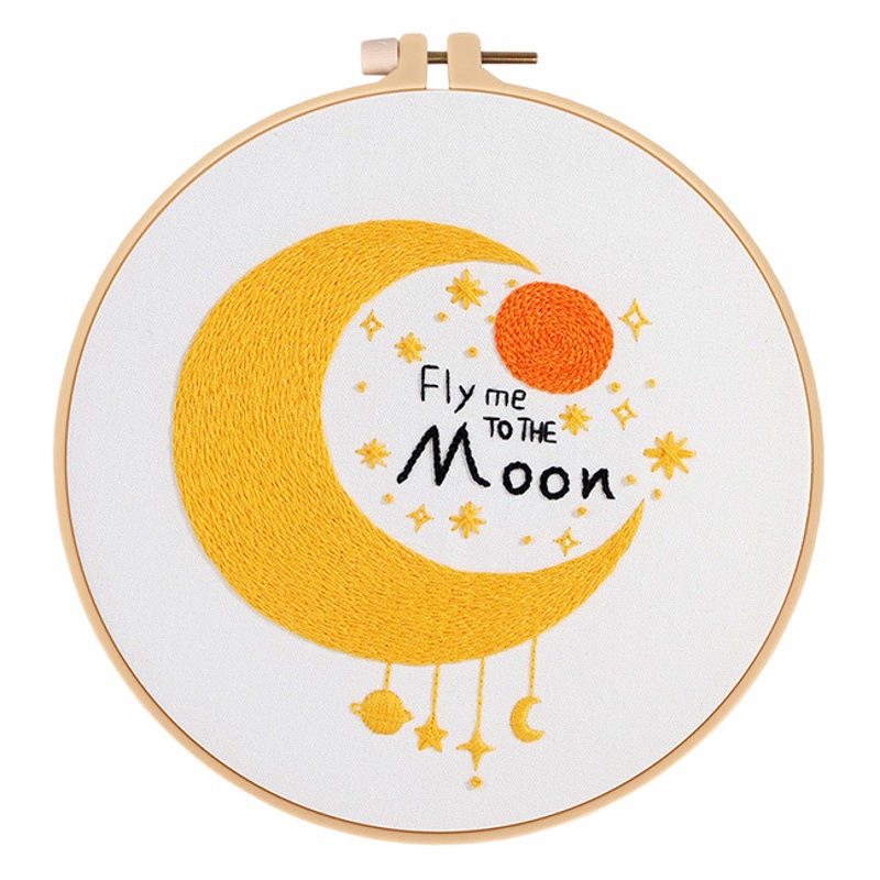 Nuevo original DIY bordado hecho a mano paquete material estrella Luna sol estrella cuerpo día a día luz europeo inglés