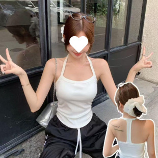 Halter Neck Camisole with Built-In Bra and Chest Pads for Women, Backless Design