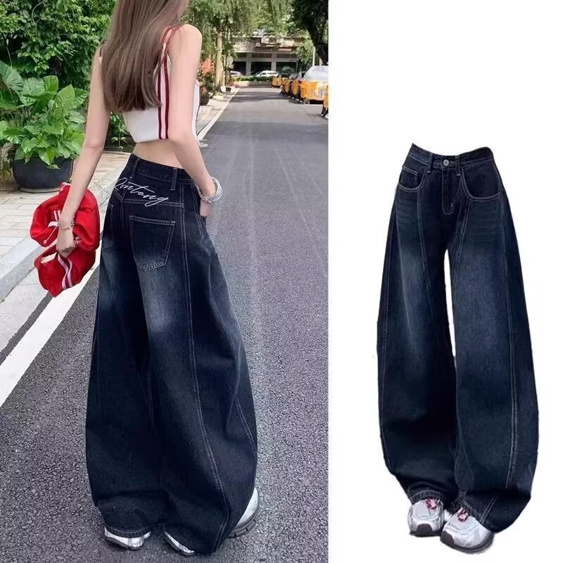 Cross-Border Vintage Wide-Leg Jeans for Women 2026 Early Autumn New High-Waisted Slimming Straight Loose Wide-Leg Pants for Petite Figures Cross-Border Vintage Wide-Leg Jeans for Women 2026 Early Autumn New High-Waisted Slimming Straight Loose Wide-Leg Pants for Petite Figures