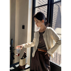 衣尔衫 自在 假两件羊毛韩系ins风简约休闲质感针织衫开衫女0598