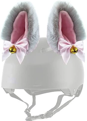 Helmet Decoration Detachable Luminous: Motosiklet dəbilqələri - gray-pink-cat-ears-with-lights