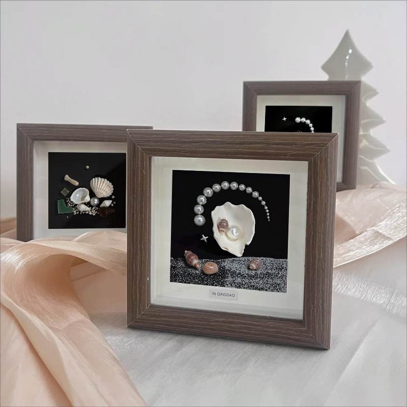 Ocean Style Shell Pearl Flat Decorative Solid Wood Hollow Photo Frame Creative Handmade Art Display Frame Wholesale Ocean Style Shell Pearl Flat Decorative Solid Wood Hollow Photo Frame Creative Handmade Art Display Frame Wholesale