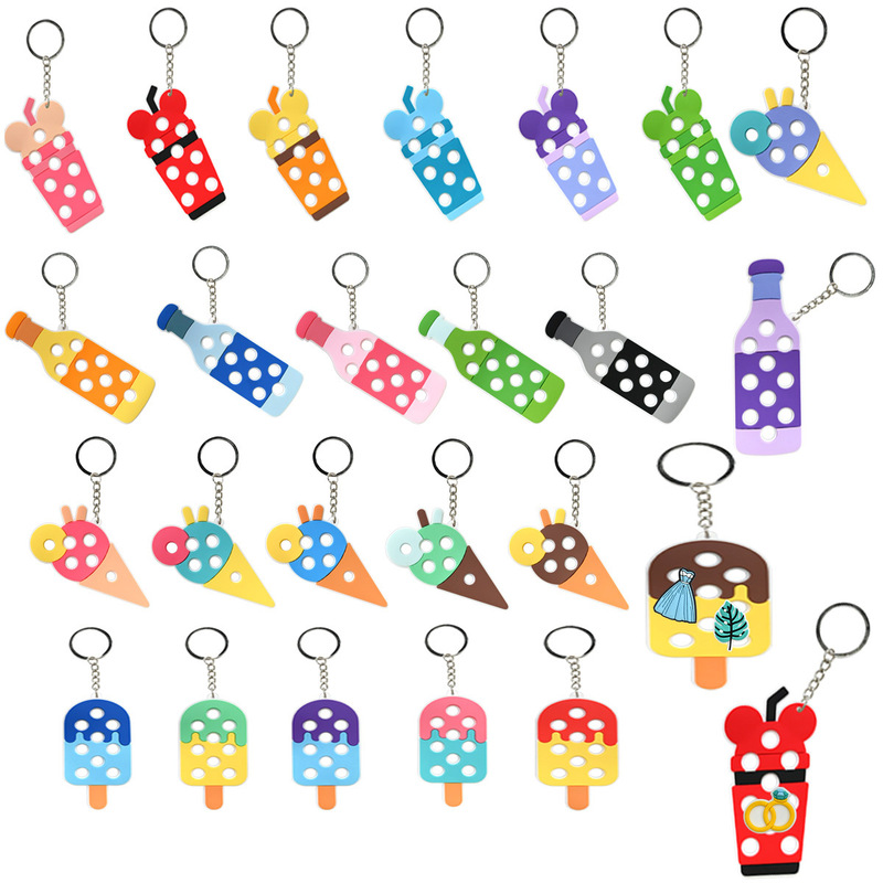 Cross-border New Color Cute Keychain Accessories DIY Soft Rubber Cave Keychain Bag Bag Pendant Pendant
