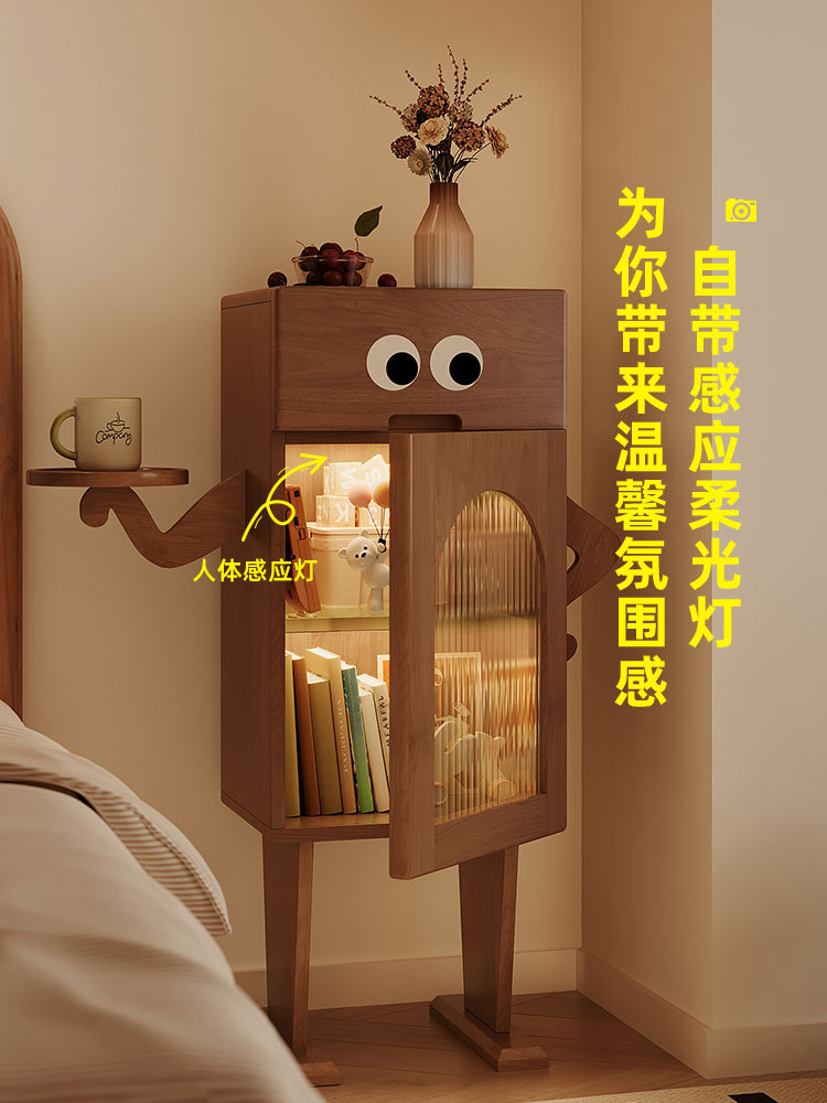 Bedside Table Small Side Table Storage Bedroom Storage Living Room Creative Cupboard Robot Side with Light Children's Bedside Table
