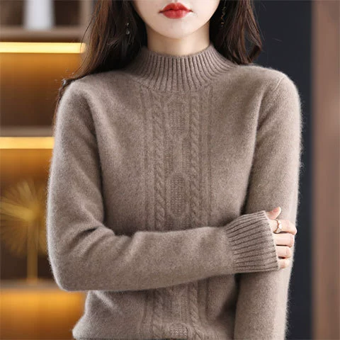 Осенне-Зимний новый теплый кашемировый свитер в Корейском стиле, водолазка с ремешком и длинными рукавами, вязаная внутренняя Базовая рубашка, свитер для женщин