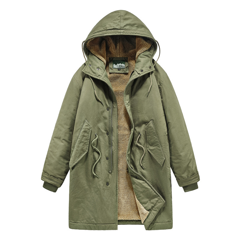 American Retro M51 Medium and Long Windbreaker Parker Hooded Coat Ami Kaji Long Coat Cotton-padded jacket Men's Autumn and Winter