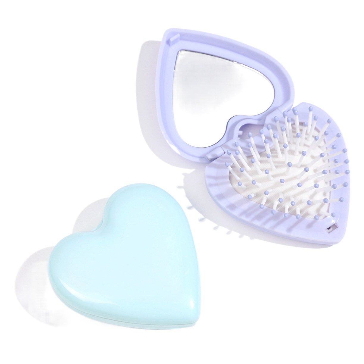 Huiyun nuevo peine de masaje en forma de corazón plegable portátil espejo peine masaje cuero cabelludo linda chica estudiante regalo peine