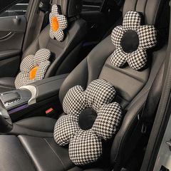 Car Cartoon Flower Headrest Waist Support Women's Neck Pillow Creative Cute Striped Throw Pillow Car Seat Interior Accessory