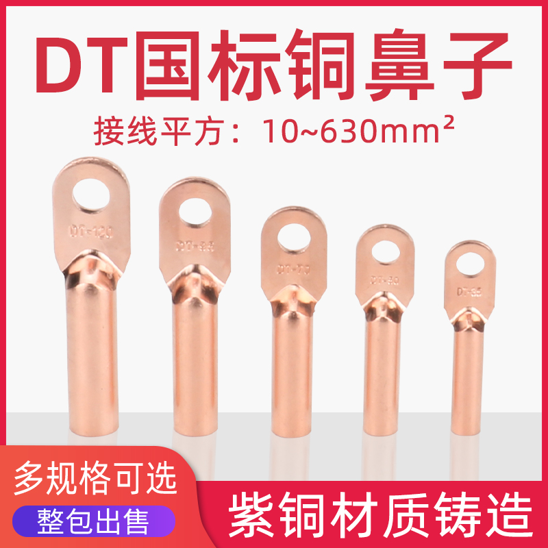 国标A级DT10/16/25/35/50/70/95/150/185/240平方铜鼻子接线端子