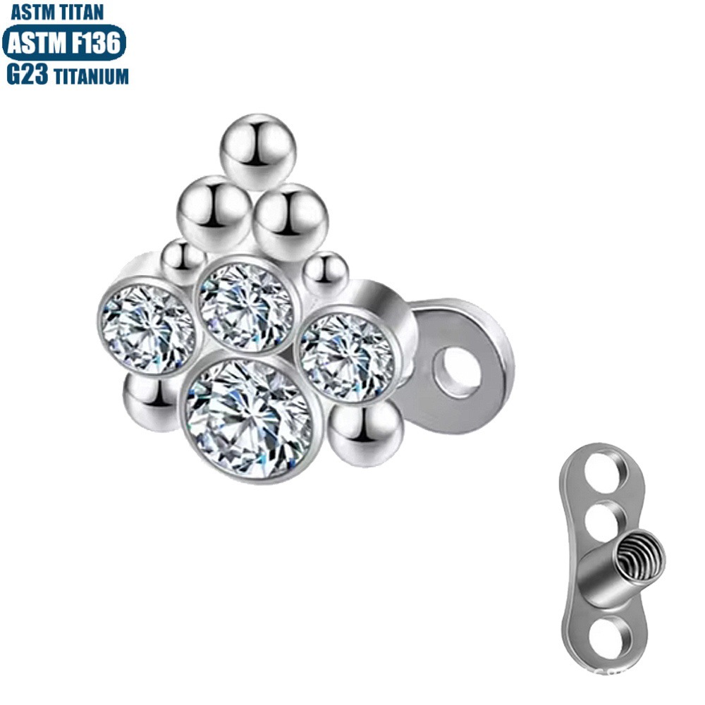 Pointed labret stud close-up product detail