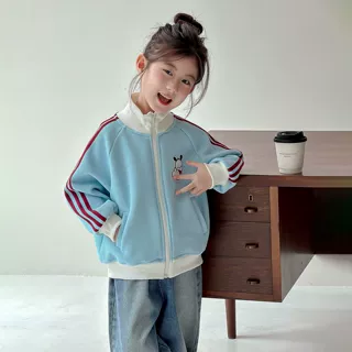 女童外套春秋款2026新款洋气女宝宝立领开衫学院风棒球服儿童秋装