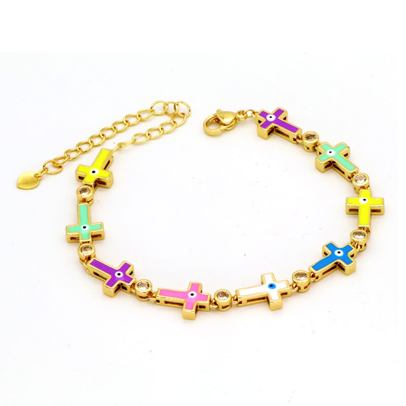 Fashion Devilu0027S Eye Copper Inlay Zircon Bracelets 1 Piece