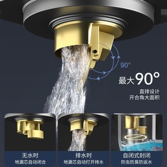 Full Copper Drain Plug Odor Preventer Anti-Clog Gun Grey Long Strip Invisible Bathroom Washing Machine Drain Shower Three-in-One