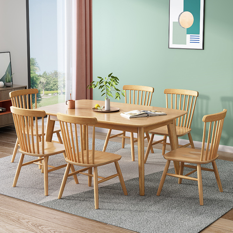 Nordic solid wood dining table and chair combination modern simple home dining table small apartment rectangular simple dining table