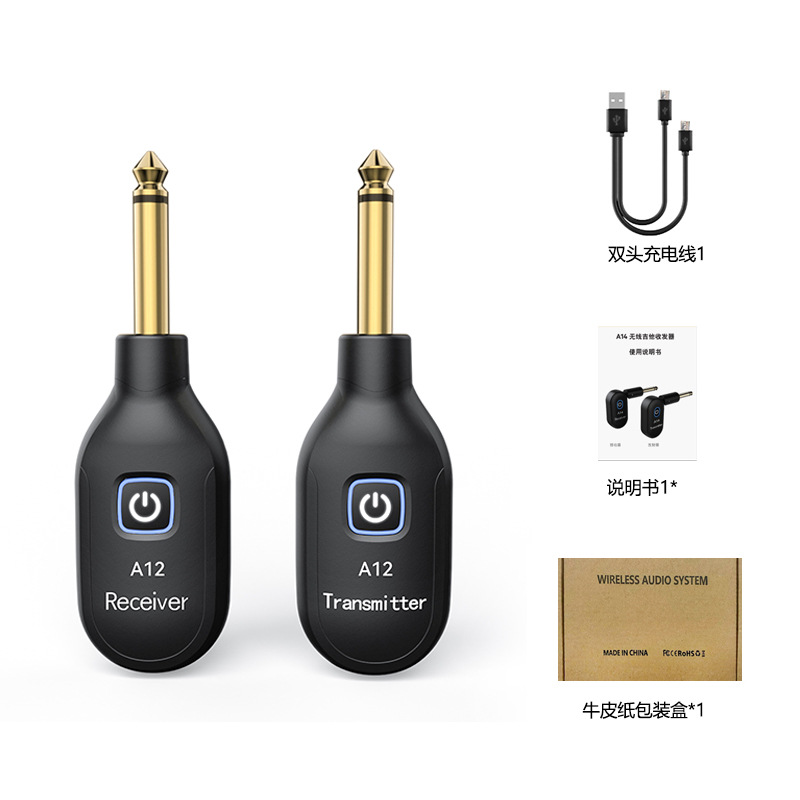 Fábrica directa A8 guitarra receptor de transmisión inalámbrica guitarra eléctrica bajo transceptor de audio portátil