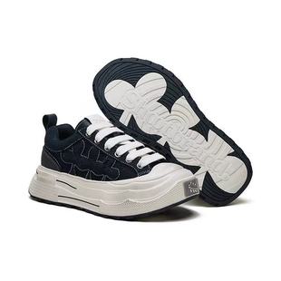 Star with SHOOT BRAND ensemble black plum board shoes men's and women's thick-soled height-increasing vintage leather plum blossom shoes