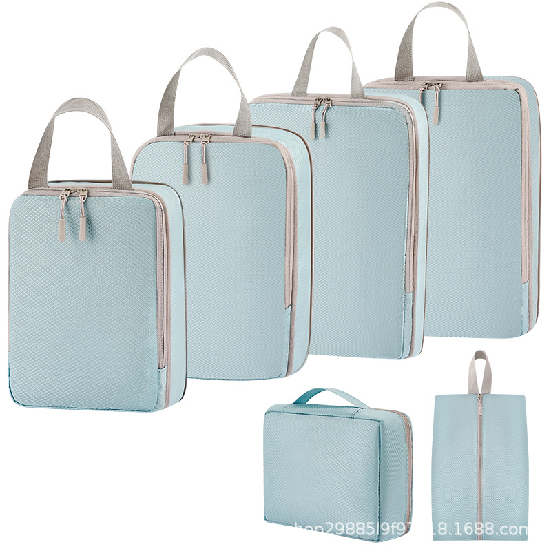 4 피스 워시 백 신발 가방 [6 피스 레이크 블루]]