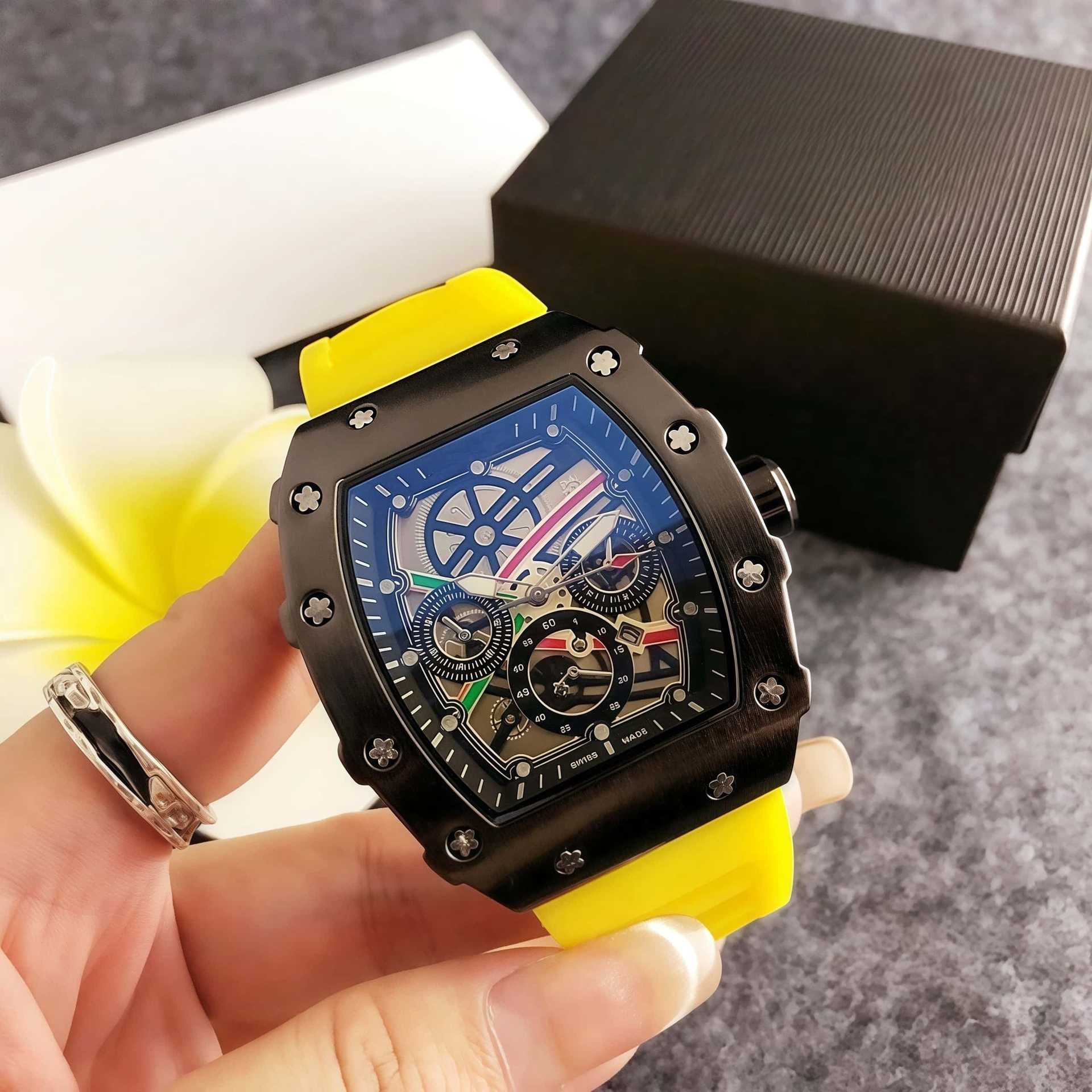 New Richard Colorful Wood Grain Wine Barrel Fashion Watch Multi-functional Hollow Wine Barrel Richard Watch Waterproof Sports