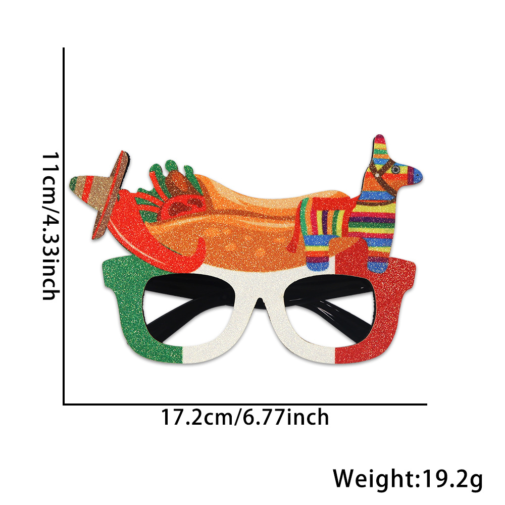 Nuevas gafas temáticas del Día Nacional de México Decoración de la fiesta del Día de la Independencia Bandera de México Marco de gafas de cactus