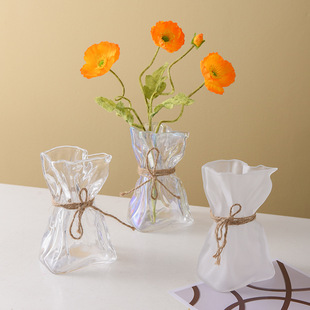 Nordic ins light luxury irregular transparent glass vase creative exhibition hall designer decoration hydroponic art flower