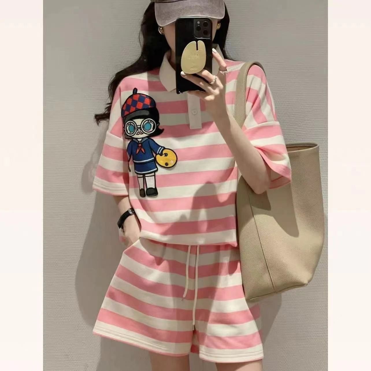 Girls' Summer Suit Set 2024 New Style Thin Stylish Polo Collar Quick-Drying Basketball Suit Summer Casual Two-Piece Set