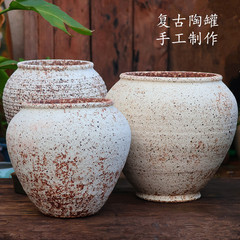 复古手工陶盆插花造景粗陶花盆陶罐大盆缸酒店民宿装饰陶瓷绿植D&